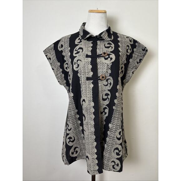 Cupcake International Art to Wear Lagenlook Tunic Top Size S Short Sleeve Cotton - Picture 1 of 8